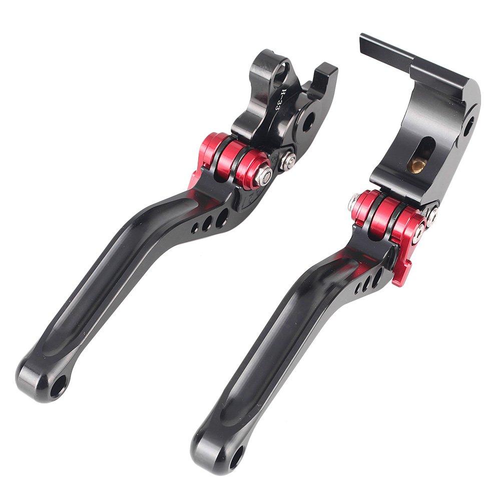 Mallofusa Motorrad Paar Kurze Brems- und Kupplungshebel für Honda CBR1000RR 2004 2005 2006 2007 Schwarz & Rot CNC-Aluminium
