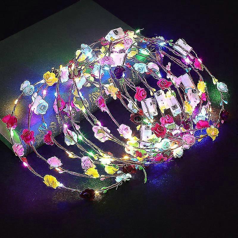 5pcs Led Flower Headband, Headdress Floral For Women Girls Hair Accessories Birthday Wedding Festival Party