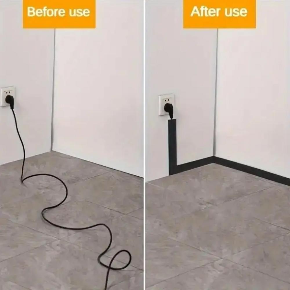 1roll 118.11X2.17in Self-Adhesive Flexible Cable Duct Wall Invisible Cable Organizer Floor Covering Decoration Wall Sticker
