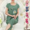 1 set tricou pantaloni mâneci scurte largi din două piese set de lenjerie de noapte cu imprimeu animal floral pentru vârste mijlocii