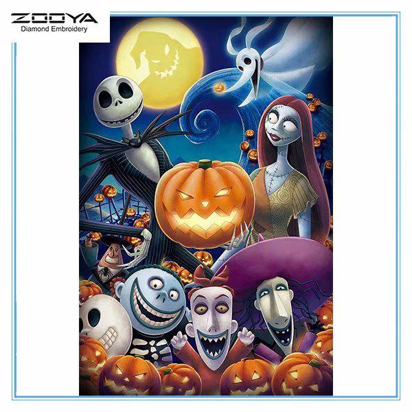 

DIY 5D Полный квадратный горный хрусталь Алмазная вышивка Картина Мультфильм Хэллоуин Вышивка крестом Домашний декор