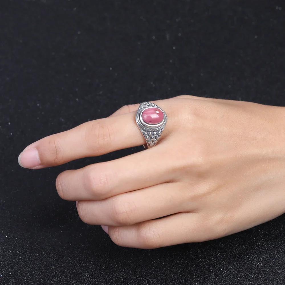 Luxury Rhodochrosite Zircon Ring  New S Silver Ring Wholesale Oval Tiger's Eye Rings Gift for Women