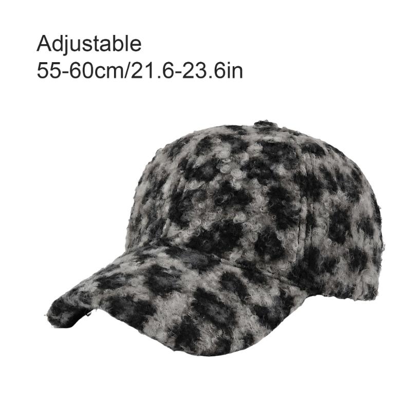Polyester Animal Print Baseball Cap with Thick Soft Lining, Firm Bill and Rear Adjustment for Adult Unisex Cold Weather Wear