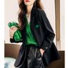 Herbst Temperament Blazer Für Frauen Formale Kerb Einreiher Schwarz Blazer Damen Büro