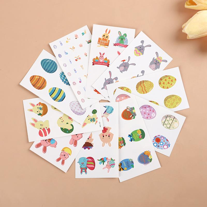 10sheets Easter Temporary Tattoo Stickers Cute Bunny Eggs Sticker DIY Decoration Easter Birthday Party Supplies Kids Gift 2026