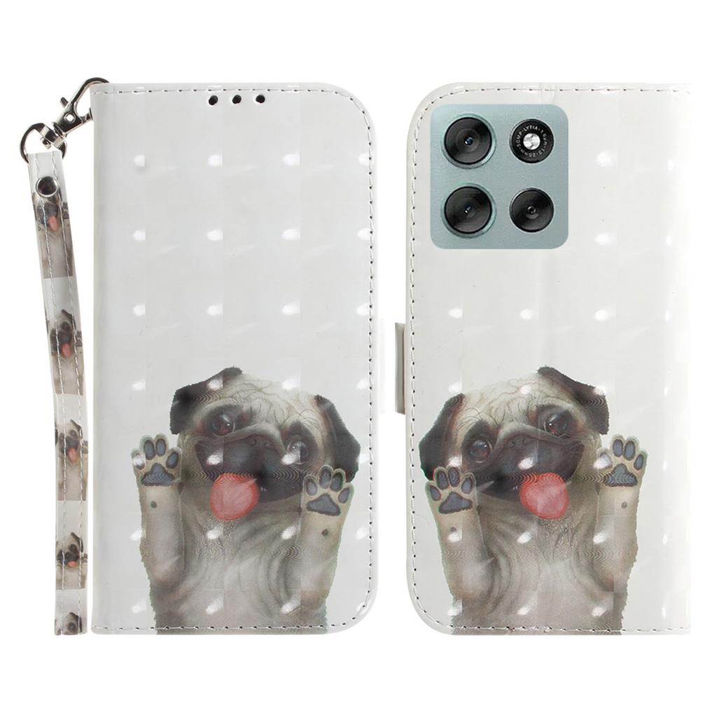 For Motorola Moto G56 5G Case Pattern Printing Leather Wallet Phone Cover with Wrist Strap