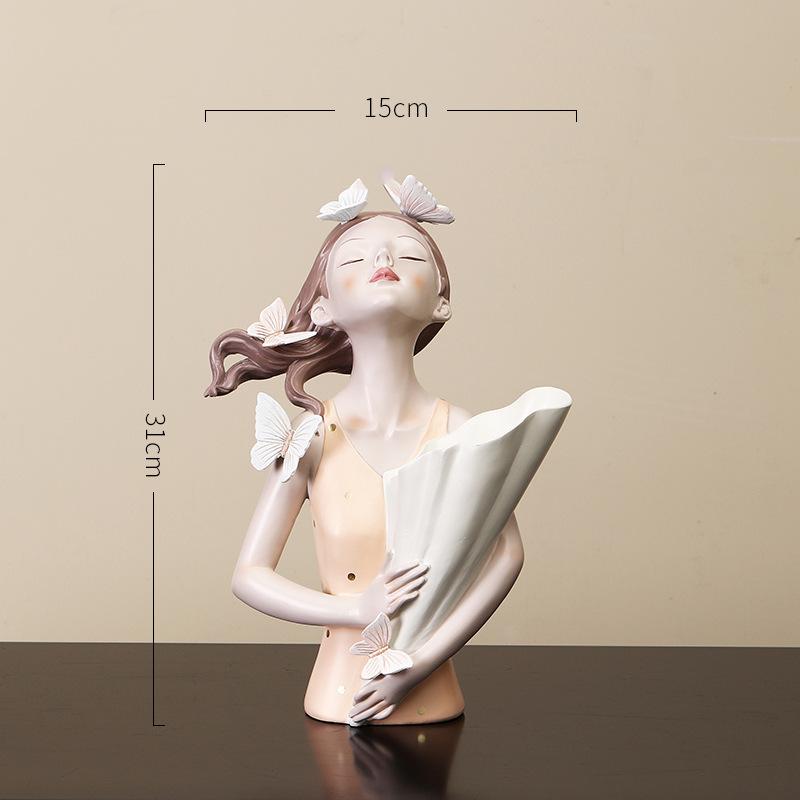 Nordic Creative Butterfly Girl Bouquet Ornaments Art Living Room Entrance Desktop Floral Arrangement Home Decoration Gift