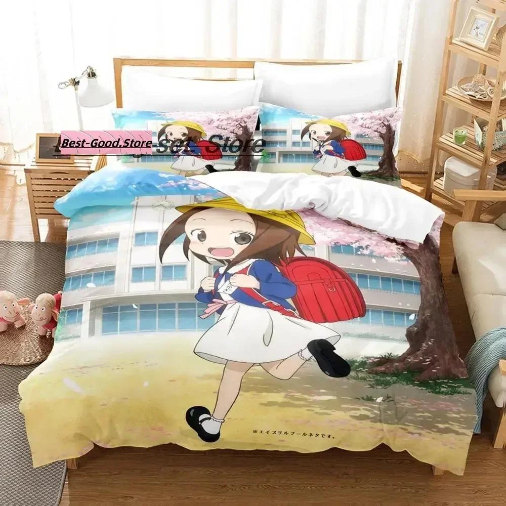 3D Teasing Master Takagi-San Bedding Set Printed Duvet Cover Pillowcase Single Double Queen Super King Size Sets