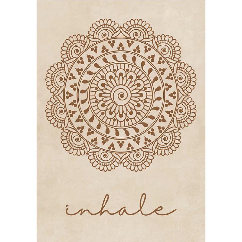 Abstract Mandala Wall Art Yoga Beige Bohemia Prints Inhale Exhale Canvas Painting Posters Line Flower Pictures Living Room