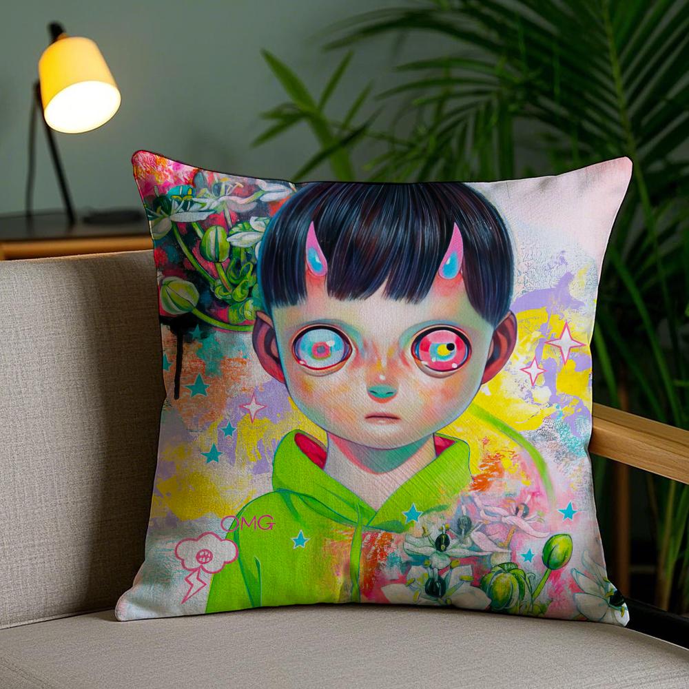Cute Boy H-Hikari Shimoda Cushion Cover Soft Short Plush Double-Sided Printing Home Decor Machine Washable Pillow Case Gift