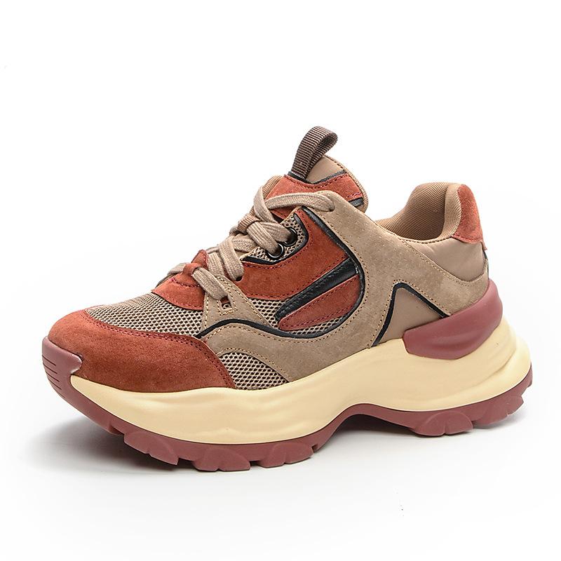 Fashion 5.5CM Air Mesh Genuine Leather Women Ankle Boot Summer Chunky Sneaker Genuine Leather High Brand Designer Shoes Breathable