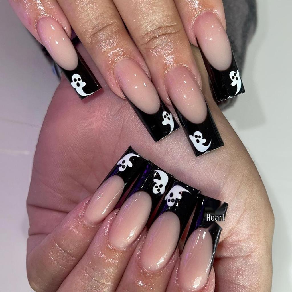 Europäisches & Amerikanisches Halloween No-Face Geist Nageldesign: Geheimnisvolle Feiertags-Wearable-Nagelspitzen