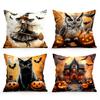 Halloween Pumpkin Black Cat Pillowcase Printed Polyester 45X45Cm Throw Pillowcover Decorative Sofa Cushion Pillowslip Home Decor