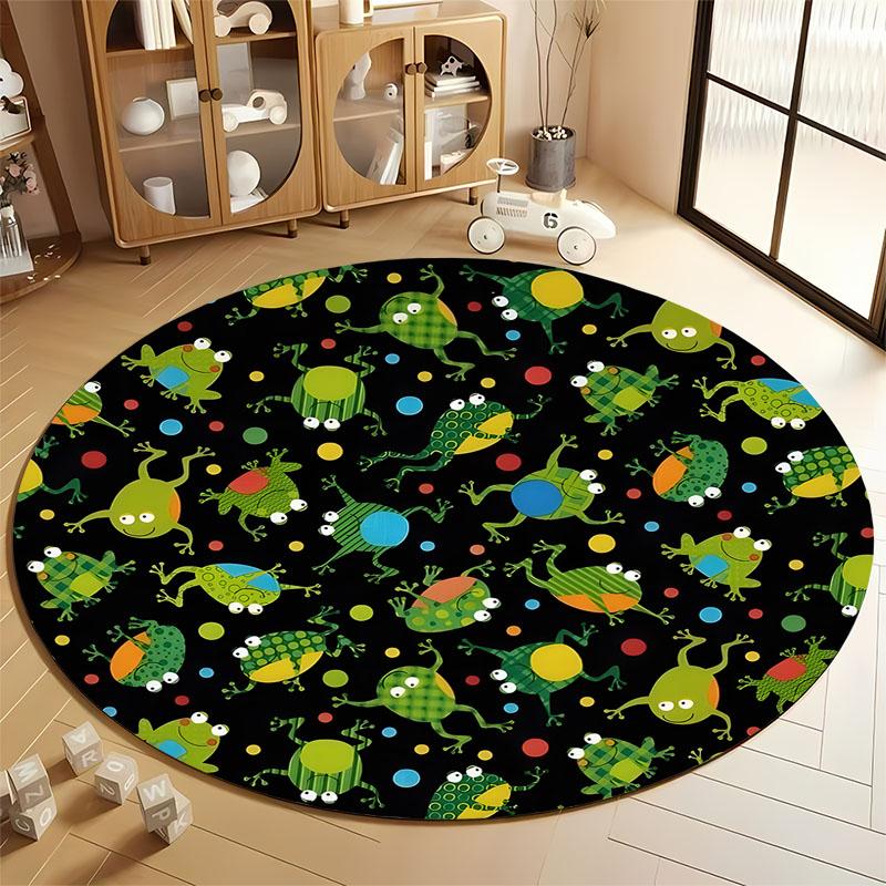 

3D HD Colorful Frog-Themed Rug for Kids Playrooms round carpet for home sofa bedroom, gift for kids and adults Diameter 60cm