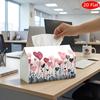 2D Flat, 1pc Tissue Box, Printed On Both Sides, Multifunctional Tissue Box Holder with Pink Heart Various Decorative Patterns Durable Polyester Storag