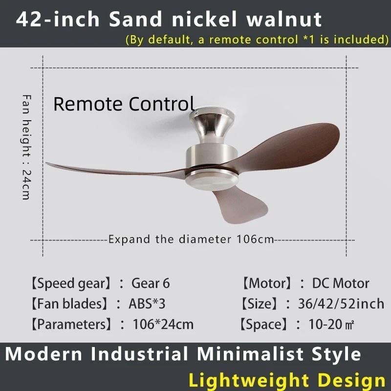 36-52" No-Light Design Multi-Space Use Electric Fan Low-Profile Flush Mount Ceiling Fan Remote Control Industrial Vintage Fan
