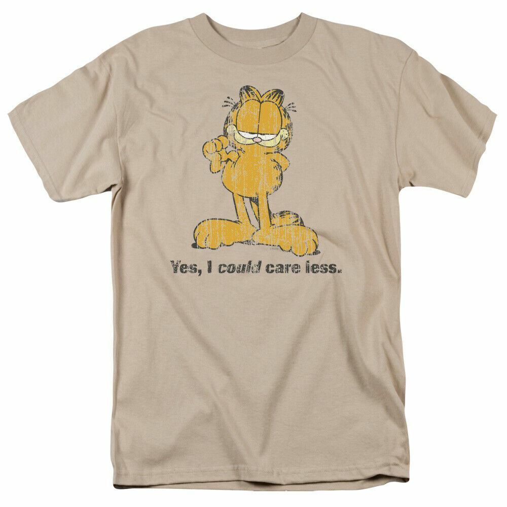 26 Garfield Yes I Could Care Less T Shirt Mens Licensed Jim Davis Comic Tee Sand Unisex T-Shirt M