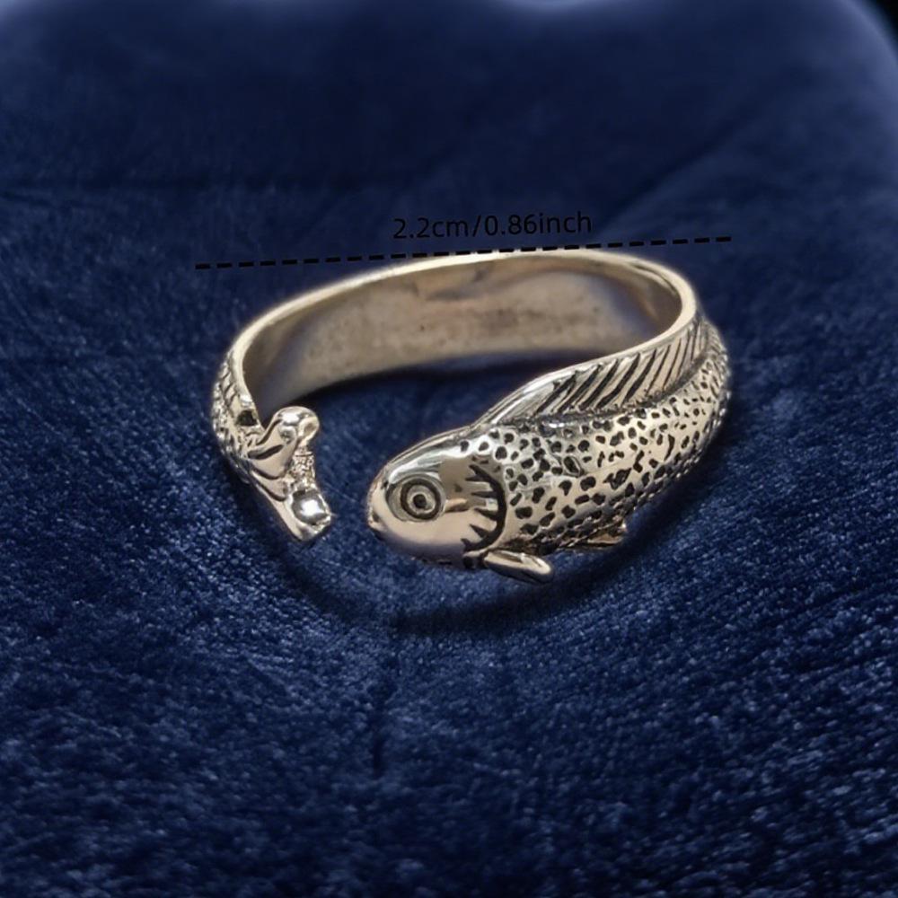 

Retro Elegant Fish-shaped Design Ring for Man Woman Couple Engagement Copper Silver-plated Rings Vintage Handmade Gift resizable