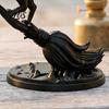 Black Cat Witch Decor on Broom Figurine, 3D Printed Broomstick Statue, Halloween Unique Desktop Ornament Tabletop for Tiered Tray, Desk, Table Statue
