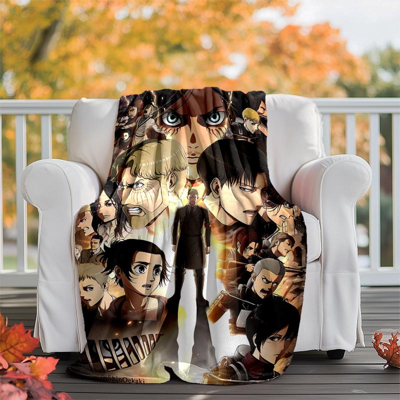 Attack on Titan Flannel Blanket Soft Warm All-Season Throw, Design for Camping, Car Travel, Hiking Sofa, Bed, Office Perfect Gift for Parties