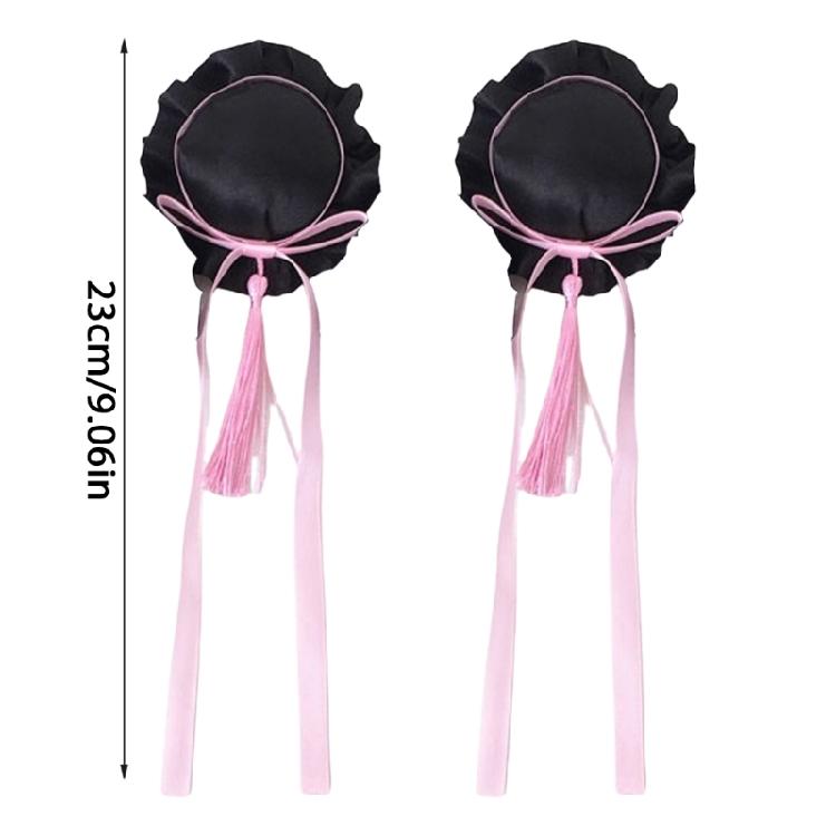 Fringed Bowknot Hair Clip Anime Maid Hair Buns Holder Cosplay Party Headwear