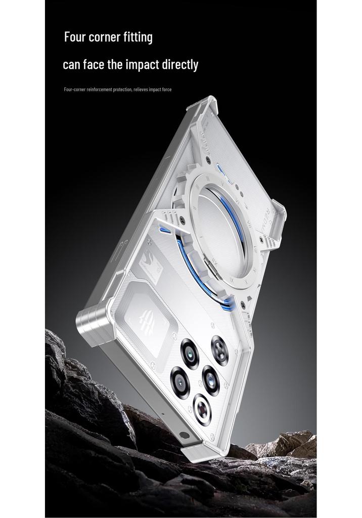 Red Magic 11 Pro+ Metal X-Shape Case with Magnetic Luminous Gear Rotating Stand