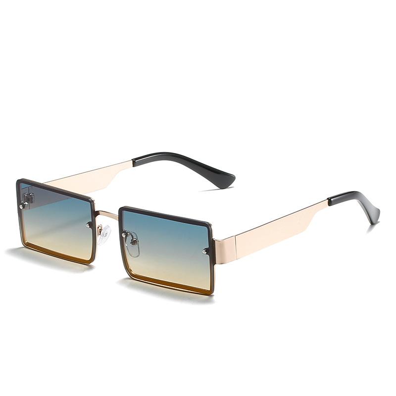 Square Sunglasses European And American Trend Metal Wide-Leg Square Glasses Personalized Multi-Color And Colorful Sunglasses