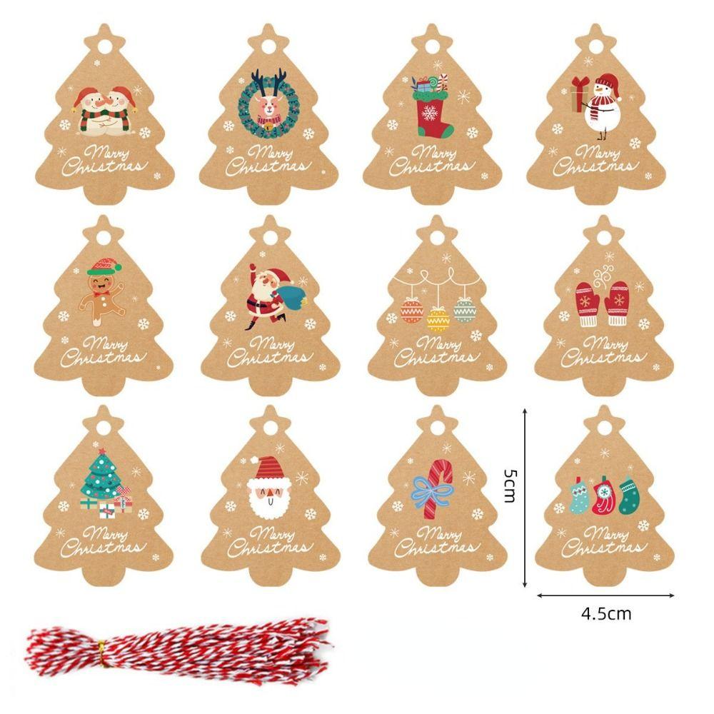 Home Decoration Christmas Tree Labels Hanging Blessing Cards New Year Gift Tags Kraft Paper Tags