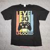 Level 30 Freigeschaltet T-Shirt Größe M 30. Geburtstag Gamer Vintage Atmungsaktiv Herren Streetwear Mode Bequem Grafik