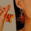 Trendy Acrylic Amber Color Floral Petal Long Earrings for Women Fashion Personalized Earrings Suitable For Parties Anniversaries