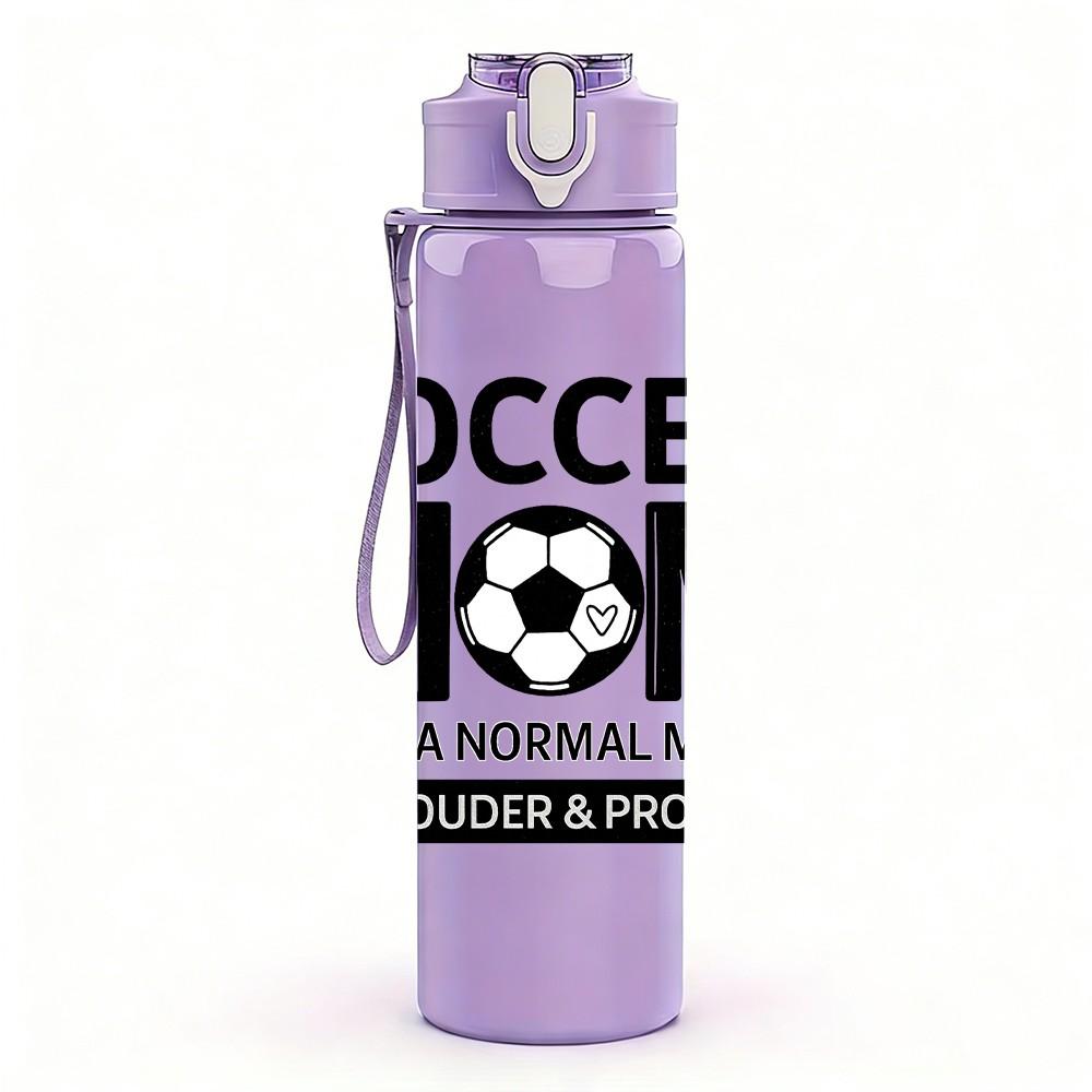 1PC Soccer Mom Letter Print 750ml Color Plastic Sports Water Bottle Leakproof Flip Straw Lid Suitable for Sports Office Home Use