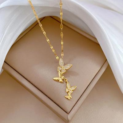 Élégant Collier Pendentif Papillon pour Dames Bijoux Exquis Haut de Gamme en Acier Inoxydable pour Fête Cadeau d'Anniversaire