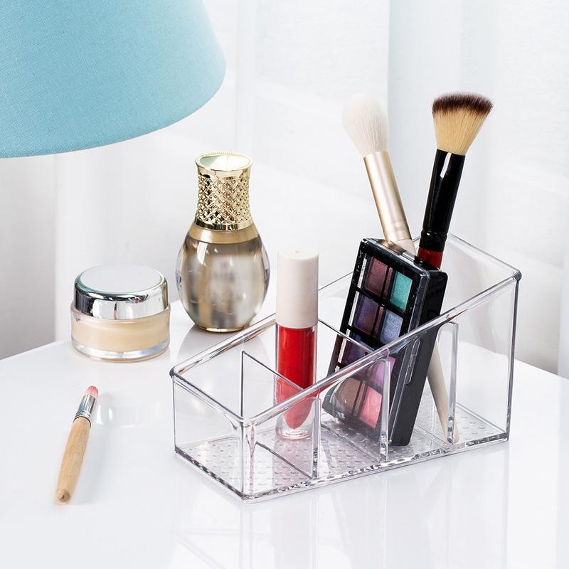 

1Pc Transparent 4 Compartments Remote Control Storage Box Kitchen Acccessories PET Make Up