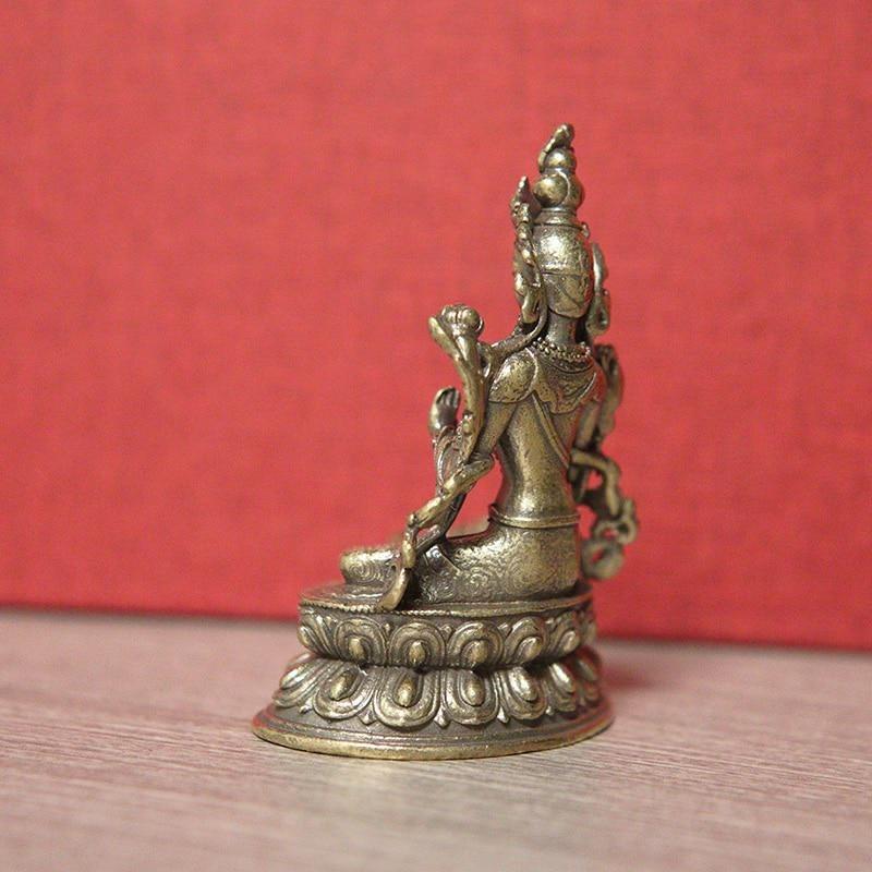 Brass Green Tara Small Statue Tantric Buddha Figurines Miniatures Buddhism Buddhist Figure Desktop Enshrine Ornaments Home Decor
