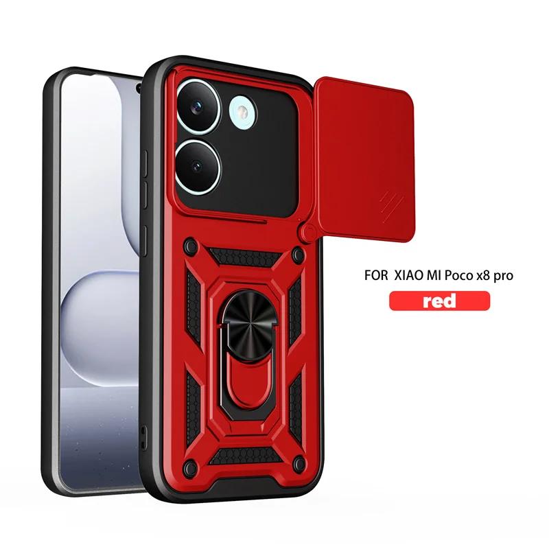 Funda For Xiaomi Poco X8 Pro 5G Case Armor Slide Lens Protector Ring Stand Back Cover For Pocco Poko Little X8Pro PocoX8pro Capa