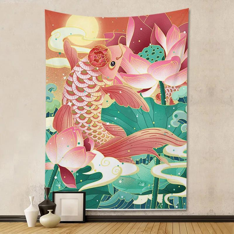 Wandteppich, Ukiyo-e, Damen-Hintergrund, japanischer Digitaldruck, dekorativer Hängestoff, Wanddekoration