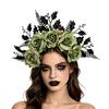 Vintage Halloweenská Růžová Čelenka Elegantní Styl Korunka Obruč do Vlasů Čelenka s Umělými Květinami Dámská