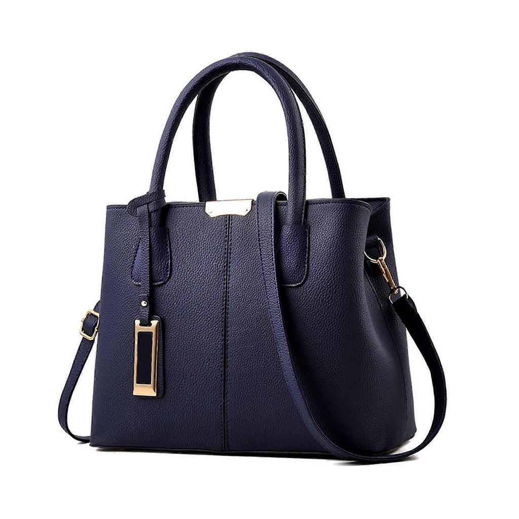 Fashionable Blue PU Leather Women’s Handbag 29x22x13cm Large Capacity