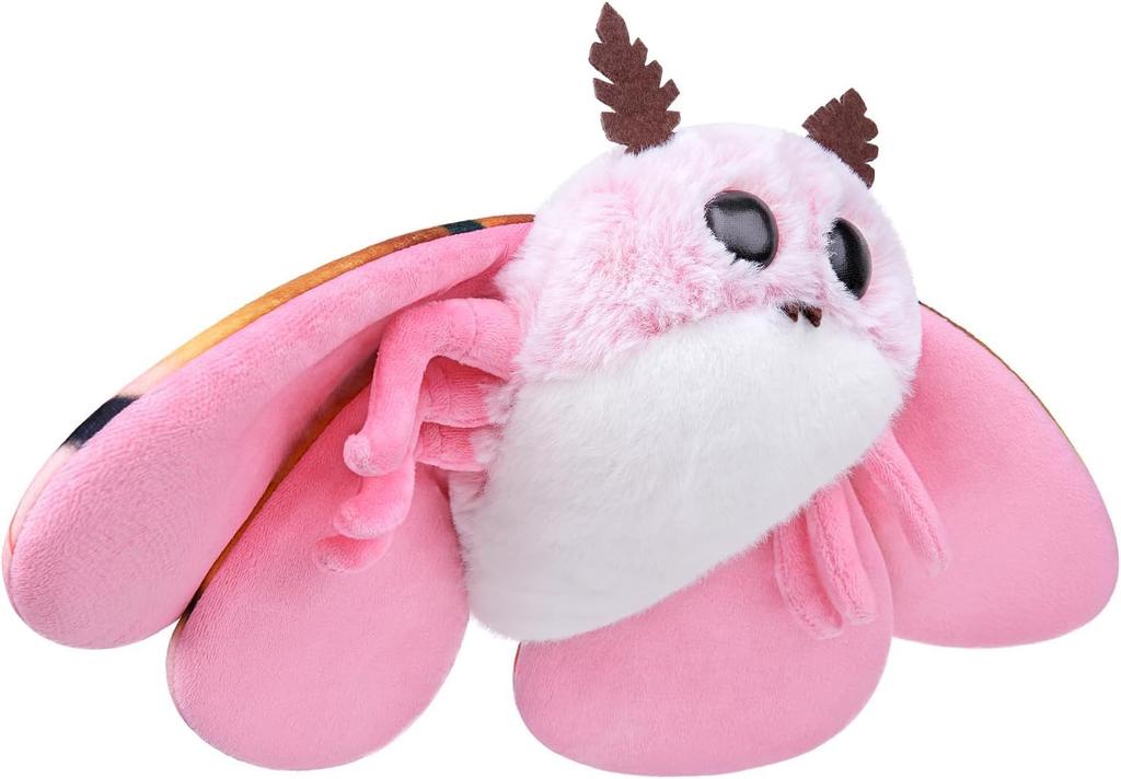 ZHONGXIN MADE Adorable Rose Maple Moth Plush Toy, 11-inch Rose Maple Moth Stuffed Animal, Handmade Pink Moth Insect Plush Model Toy, Unique Kids