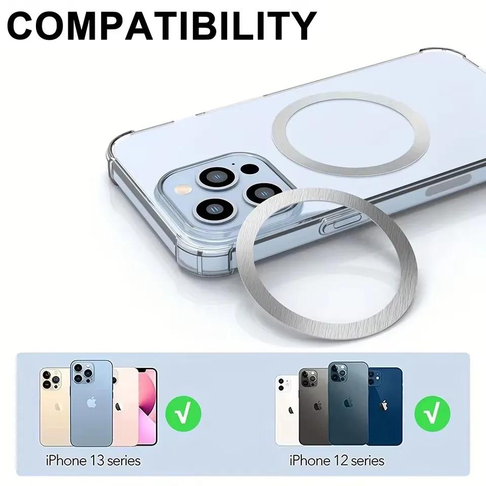 Universal Magnetic Metal Plate Ring For Samsung iPhone Magsafe Wireless Charger Car Phone Holder Sticker Round Magnet Patch