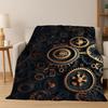 Retro Metal Mechanical Wheel Gear Flannel Blanket Soft Warm Blanket Throw Blanket for Bedroom Living Room Bed Travel Picnic Gift
