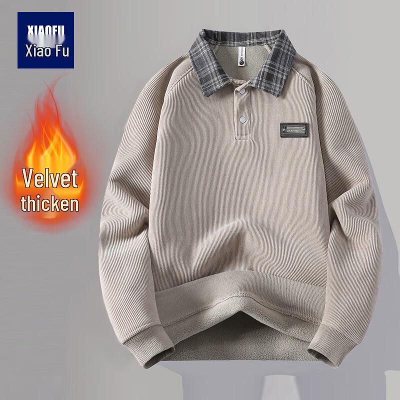 

Men s Plaid Collar Pullover Fleece Sweatshirt 3XL