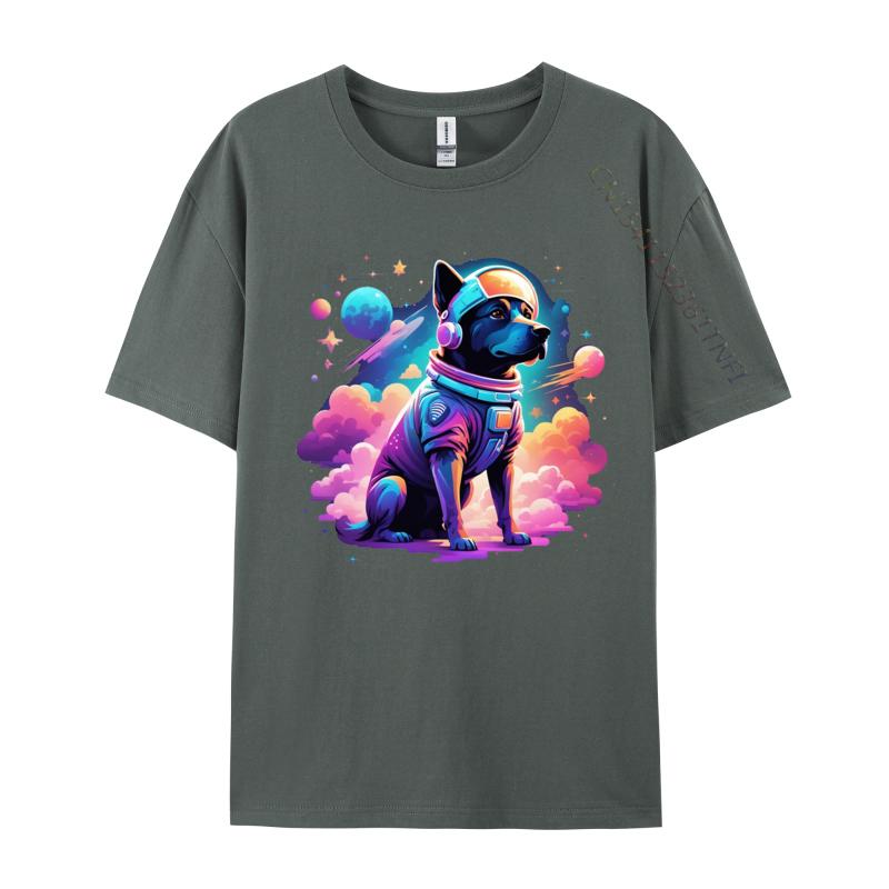 Dog In Space Tshrit Animal Lover Front Printed T Shirt Cotton Man Top TShirts Hot Sale Classic Tees