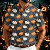 Men's Halloween Print Polo Shirt Lightweight Breathable Mesh Short Sleeve Collared Shirt Casual Summer Top