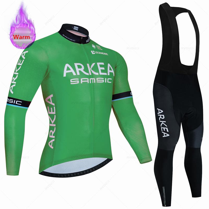Arkea-Thermal Fleece Cycling Jersey Set, Bicycle Clothing, Outdoor Bike Clothes, MTB Ropa Ciclismo, Bib Pants Set, Winter