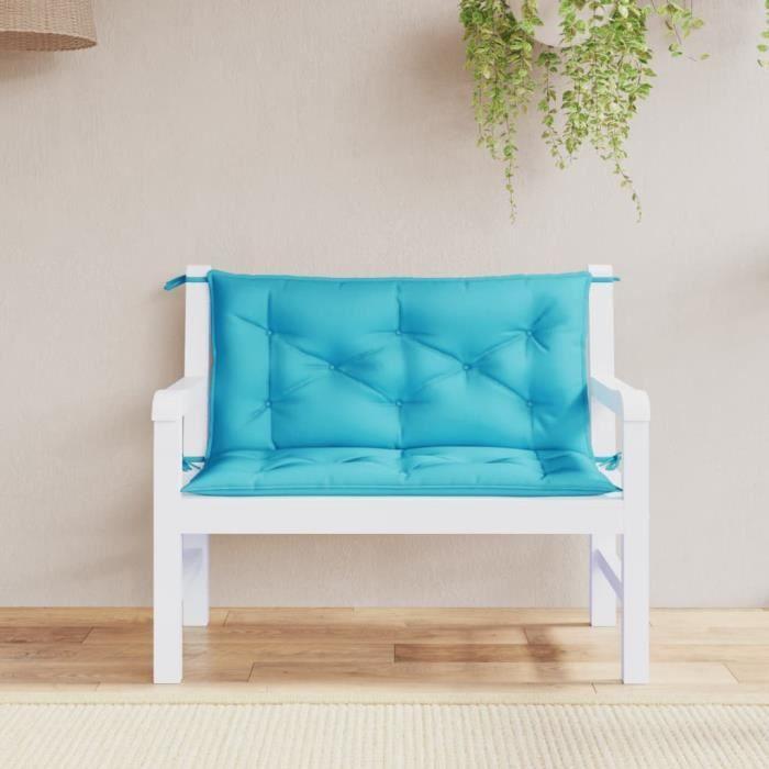 VidaXL Coussins de banc de jardin lot de 2 turquoise 100x50x7 cm tissu 361677