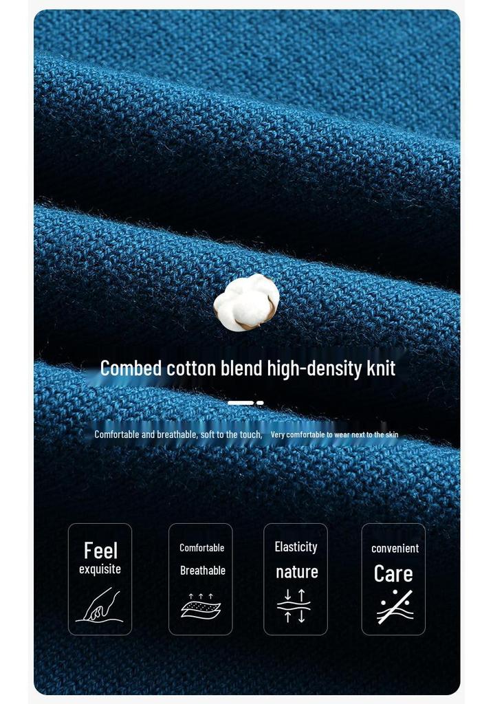 2025 Autumn/Winter Plus Size Men's Warm Half-High Neck Knit Sweater Pullover
