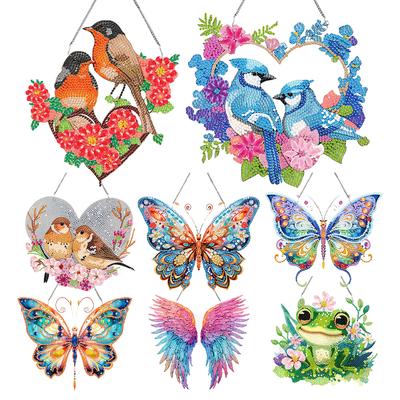 Acryl Diamantkunst Hängeanhänger Libelle Einseitige Diamantmalerei Hängeanhänger Frosch Kristall Hängen Heim Wanddeko