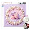 5D Framed Pearl Painting Kit Pastel Macarons Dessert Pattern Sparkling Bead Art Canvas Ready To Display Romantic Home Decor Gift Idea