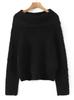 French Winter Off-Shoulder Soft Knit Sweater - Solid Color Loose Pullover